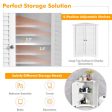 Adjustable Corner Storage Cabinet with Shutter Doors-White Sale