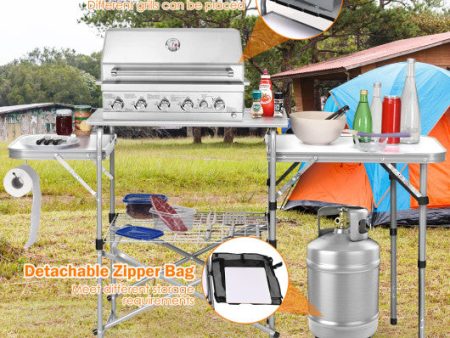 Foldable Outdoor BBQ Portable Grilling Table With Windscreen Bag on Sale