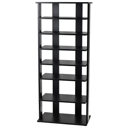 7-Tier Dual Shoe Rack Free Standing Shelves Storage Shelves Concise-Black Sale