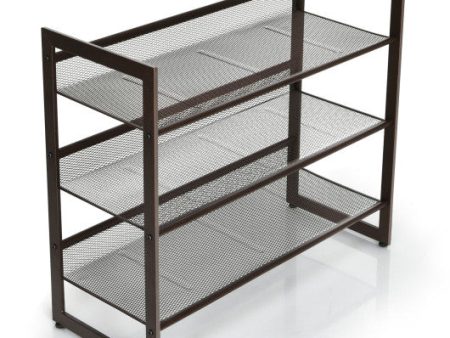 2 3 4 Tiers Flat and Slant Metal Shoe Rack for Entryway Hallway-3-Tier For Cheap