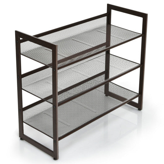 2 3 4 Tiers Flat and Slant Metal Shoe Rack for Entryway Hallway-3-Tier For Cheap