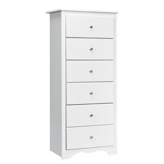 6 Drawers Chest Dresser Clothes Storage Bedroom Furniture Cabinet-White Sale