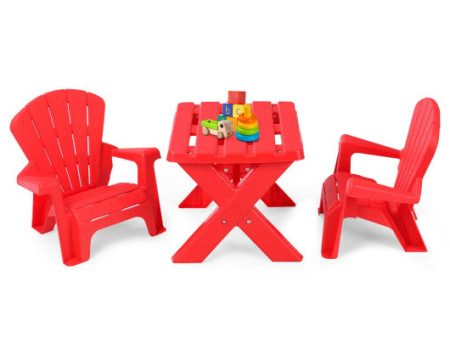 3-Piece Plastic Children Play Table Chair Set-Red Online