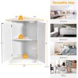 Adjustable Corner Storage Cabinet with Shutter Doors-White Sale