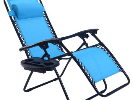 Outdoor Folding Zero Gravity Reclining Lounge Chair-Light Blue Online now