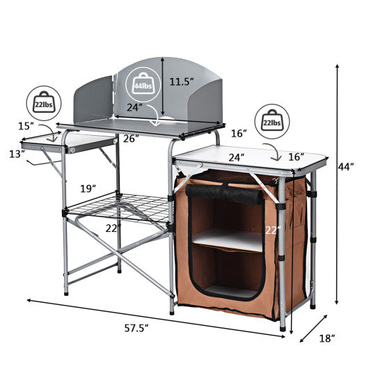 Foldable Outdoor BBQ Portable Grilling Table With Windscreen Bag on Sale