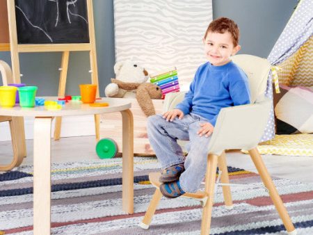 3-in-1 Convertible Wooden High Chair with Cushion-Beige on Sale