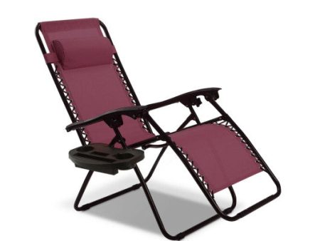 Outdoor Folding Zero Gravity Reclining Lounge Chair-Dark Red Online now