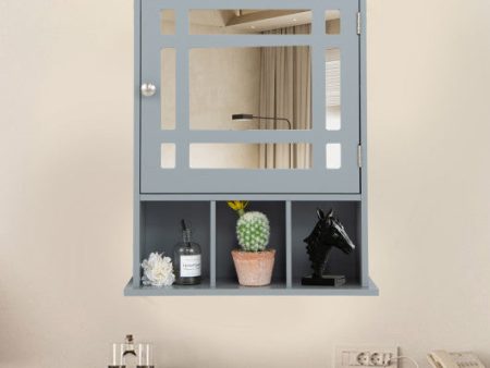 Wall Mounted and Mirrored Bathroom Cabinet-Gray For Cheap