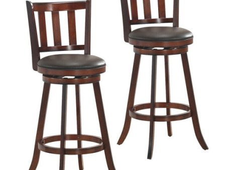 2 Pieces 360 Degree Swivel Wooden Counter Height Bar Stool Set with Cushioned Seat-31 inches Online Hot Sale