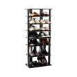 7-Tier Dual Shoe Rack Free Standing Shelves Storage Shelves Concise-Black Sale