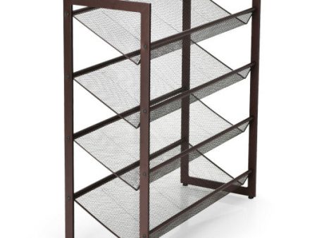 2 3 4 Tiers Flat and Slant Metal Shoe Rack for Entryway Hallway-4-Tier For Discount