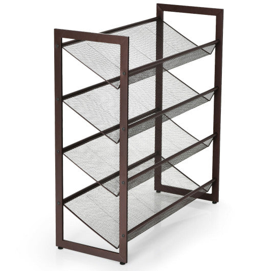 2 3 4 Tiers Flat and Slant Metal Shoe Rack for Entryway Hallway-4-Tier For Discount