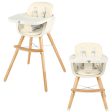 3-in-1 Convertible Wooden High Chair with Cushion-Beige on Sale