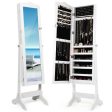 4-Angle Tilting Mirrored Lockable Jewelry Cabinet with Large Storage Capacity-White Online Sale