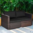 2PCS Patio Rattan Sectional Conversation Sofa Set-Black Fashion