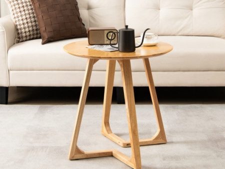 24 Inch Round End Table with Adjustable Foot Pads Natural For Cheap