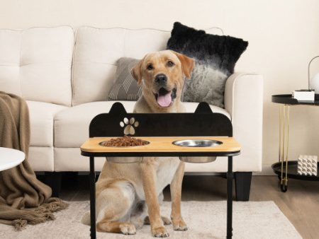 Dog Bowl Stand with 2 Stainless Steel Food Water Bowls For Sale