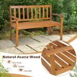 2-Person Patio Acacia Wood Bench with Backrest and Armrests For Cheap