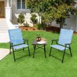 2 Set of Patio Dining Chair with Armrests and Metal Frame-Blue Online