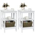 2 Pieces 3-Tier Nightstand with Reinforced Bars and Stable Structure-White Hot on Sale