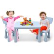 3 Pieces Toddler Multi Activity Play Dining Study Kids Table and Chair Set-Blue Discount