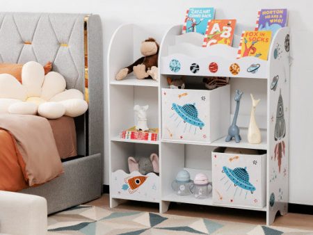 Kids Toy and Book Organizer Children Wooden Storage Cabinet with Storage Bins Fashion