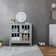 Glass Door Sideboard Console Storage Buffet Cabinet-Gray Fashion