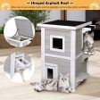 2-Story Wooden Cat House with Escape Door Rainproof Online Sale