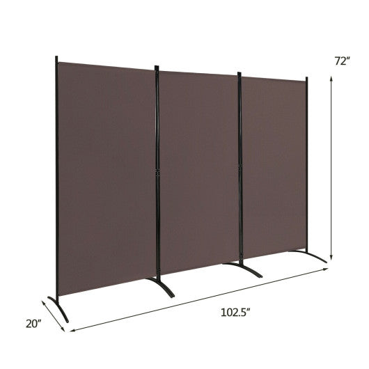 3-Panel Room Divider Folding Privacy Partition Screen for Office Room-Brown Online Hot Sale