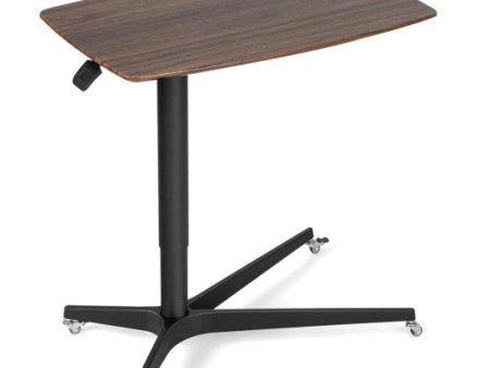 Height Adjustable Mobile Standing Desk with Lockable Wheels-Brown Fashion