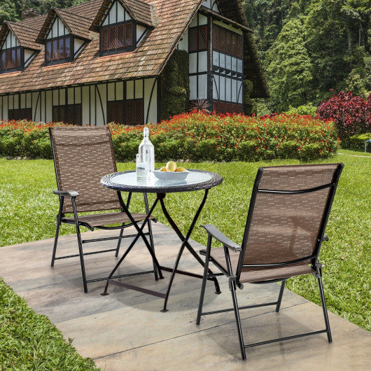 2 Pieces Outdoor Patio Folding Chair with Armrest for Camping Garden Online Sale