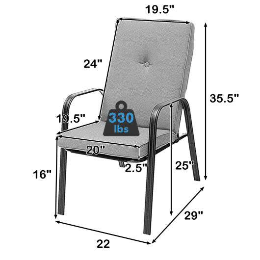 4 Patio Dining Stackable Chairs Set with High-Back Cushions Online now