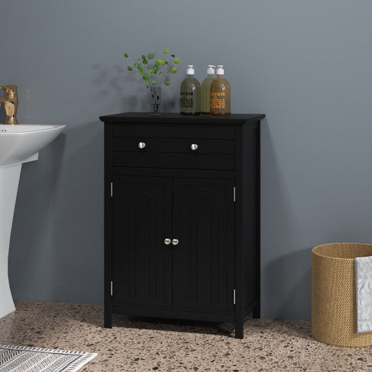 2-Door Freestanding Bathroom Cabinet with Drawer and Adjustable Shelf-Black Online now