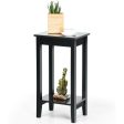 2-Tier Nightstand End Side Wooden Legs Table for Bedroom-Black Hot on Sale