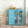 Buffet Sideboard Table Kitchen Storage Cabinet with Drawers and Doors-Blue For Discount