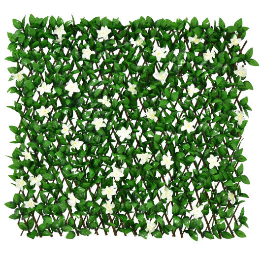 4 Pieces Expandable Faux Ivy Privacy Screen Fence Panel Pack with Flower-White Supply