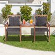 2-Seat Patio Rattan Acacia Wood Chair with Coffee Table Discount