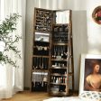 360° Rotatable 2-in-1 Lockable Jewelry Cabinet with Full-Length Mirror-Rustic Brown on Sale