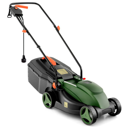 12-AMP 13.5 Inch Adjustable Electric Corded Lawn Mower with Collection Box-Green Online Hot Sale