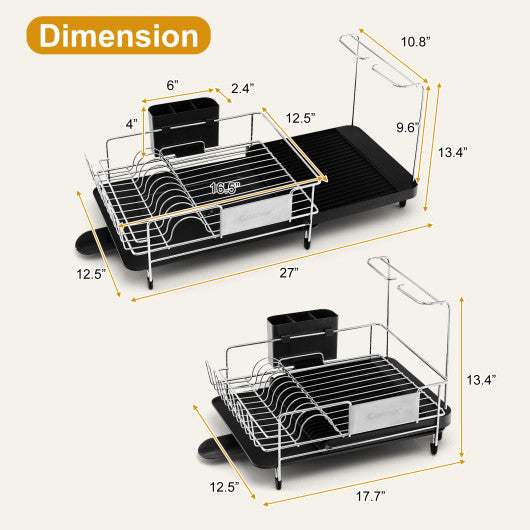 Stainless Steel Expandable Dish Rack with Drainboard and Swivel Spout Online Hot Sale