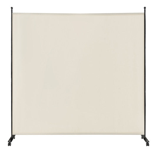 6 Feet Single Panel Rolling Room Divider with Smooth Wheels-White Online Hot Sale