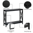 2-Tier Console X-Design Sofa Side Accent Table-Black For Discount