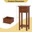 2 Tier Slim Nightstand Bedside Table with Drawer Shelf-Brown Online now