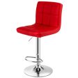 Adjustable Swivel Bar Stool with PU Leather-Red For Cheap