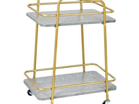 2-tier Kitchen Rolling Cart with Steel Frame and Lockable Casters-Gray Fashion