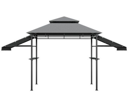 13.5 x 4 Feet Patio BBQ Grill Gazebo Canopy with Dual Side Awnings-Gray Online Hot Sale