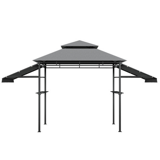 13.5 x 4 Feet Patio BBQ Grill Gazebo Canopy with Dual Side Awnings-Gray Online Hot Sale