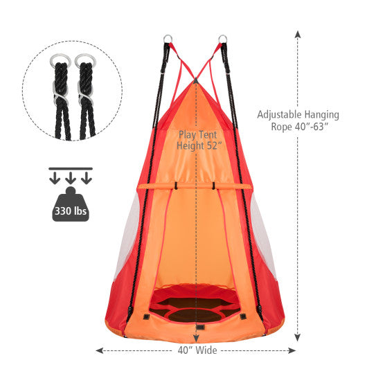 2-in-1 40 Inch Kids Hanging Chair Detachable Swing Tent Set-Orange Supply