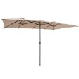 15 Feet Double-Sized Patio Umbrella with Crank Handle and Vented Tops-Brown Discount